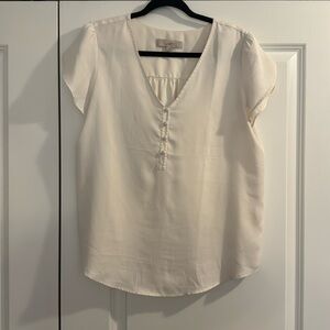 White dress blouse from LOFT; M; Good condition